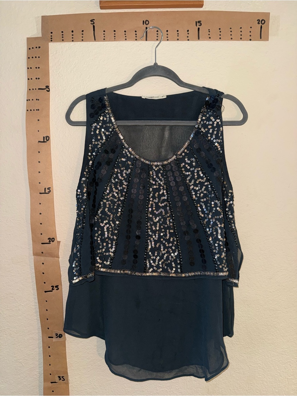 Y2K Embellished Navy Sleeveless Layered Tank Top